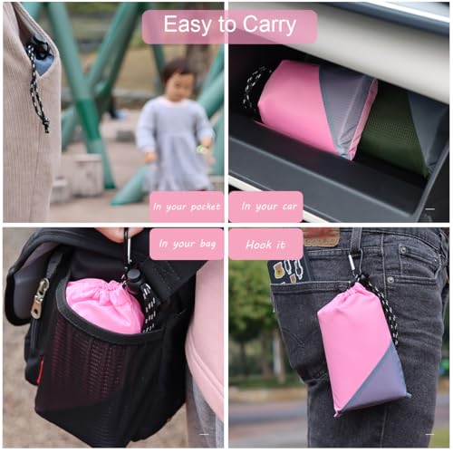 Orga'Neat Pocket Picnic Blanket, Beach Mat Waterproof Sandproof, Compact Lightweight Small Tarp for Camping, Hiking, Backpacking, Festival, Travel, Foldable in Bags (Pink/Grey, 55"x39") - color: Pink/Grey, size: 55"x39"