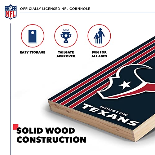 Wild Sports 2' x 3' Solid Wood Cornhole Set with Direct Print HD Team Graphics – Great Gift for Any Football Fan! Bean Bag Toss Family Outdoor Games – NFL Houston Texans