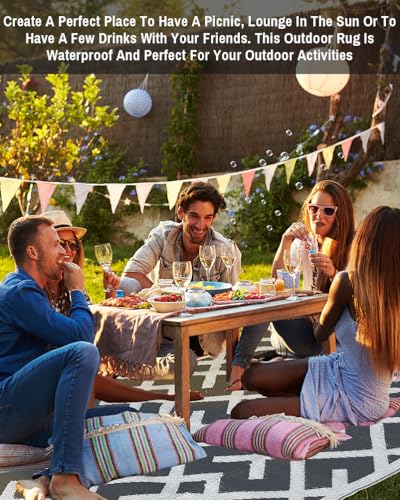 LILIOFFIC Outdoor Rug for Patio Clearance, 5'x8' Waterproof Plastic Patio Mat, Reversible Camping Rugs, Rv, Porch, Deck, Camper, Balcony, Backyard, Gray - color: 01/Grey, size: 5' x 8' (Rectangular)