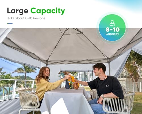 Quictent Privacy 8x8 Pop up Canopy Tent with Sidewalls and Roll-up Ventilated Windows, One Person Easy Setup, Outdoor Commercial Gazebo Shelter Enclosed Waterproof, Bonus 4 Sandbags - color: White, size: 8x8ft
