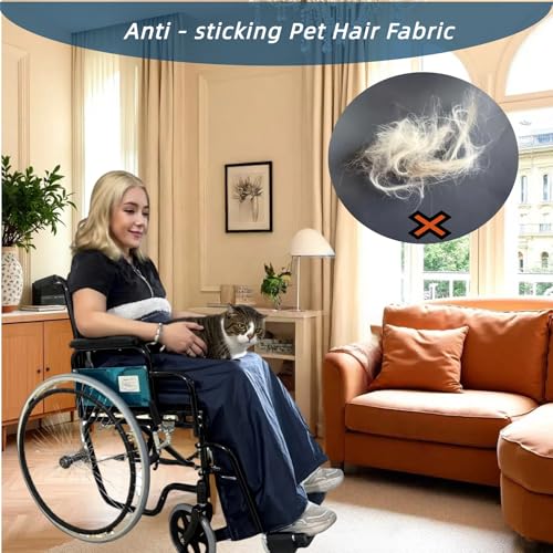 Waterproof Wheelchair Blanket 42"X45" No Pet Hair Sticking - Windproof Fleece Lap Blanket for Elderly, Machine Washable Lightweight Throw for Hospital, Outdoor Travel & Gift Vacuum Packaging