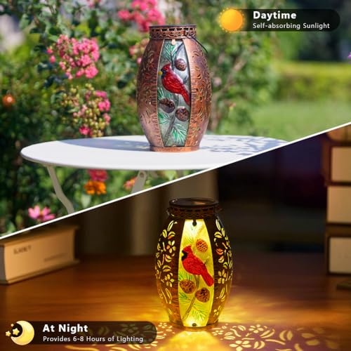 STARSOUL Solar Lantern Outdoor Waterproof, Hanging Solar Lantern for Patio Garden Yard Decor, Cardinal Gift for Mom Grandma, Cardinal Outdoor Decor - color: Cardinal-C