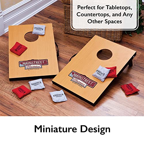 Mainstreet Classics Micro Bean Bag Toss: Travel Sized, (16" x 10.5" Boards) Mini Cornhole Game Set Wood/Multi