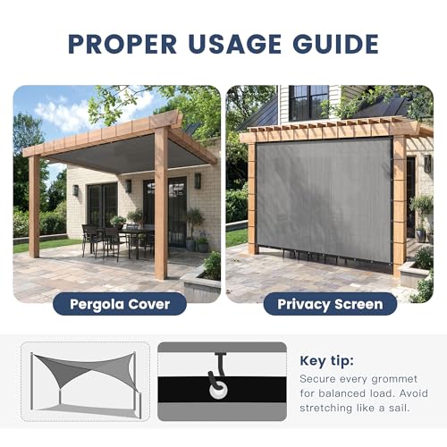 90% Sun Shade Cloth with Grommets 3X8 FT, Outdoor Pergola Shade Cover, Heavy-Duty Mesh Tarp Patio Sun Screen for Lawn Garden Backyard, Light Grey - color: Light Grey, size: 0 3 x 0 8 FT
