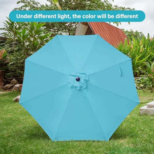 Simple Deluxe 9' Patio Umbrella Outdoor Table Market Yard Umbrella with Push Button Tilt/Crank, 8 Sturdy Ribs for Garden, Deck, Backyard, Pool, Turquoise - color: Turquoise-New, size: 9ft