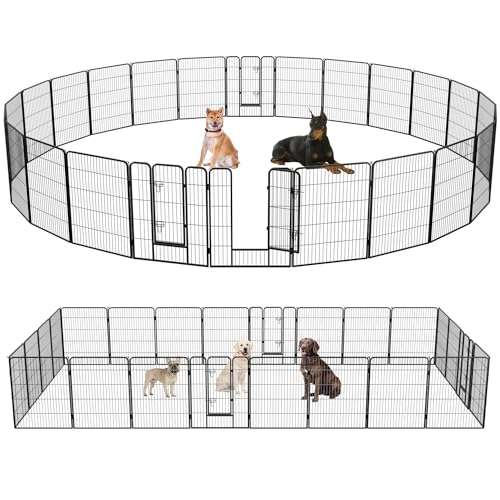FDW Dog Playpen Dog Pen Dog Kennel 24 Panels 40 Inch Hight Indoor Outdoor Folding Metal Portable Puppy Exercise Pen Heavy Duty Dog Fence for Yard Camping,Black - style: 24 Panels