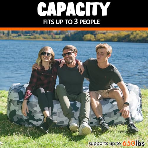AlphaBeing Inflatable Lounger Beach Chair Accessories, Air Sofa Hammock Inflatable Couch for Camping Backyard Lakeside with Compression Sacks, Ideal Outdoor Gifts for Adults - color: URBAN CAMO