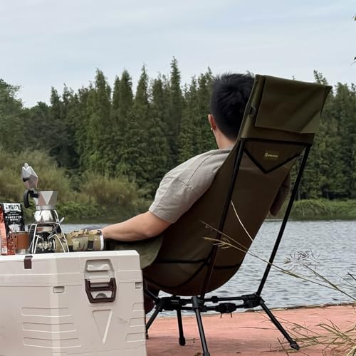 MellowCamp High Back Camping Chair, Oversized Comfort Design Collapsible Camp Chair with Pillow (Green) - color: High Back Green