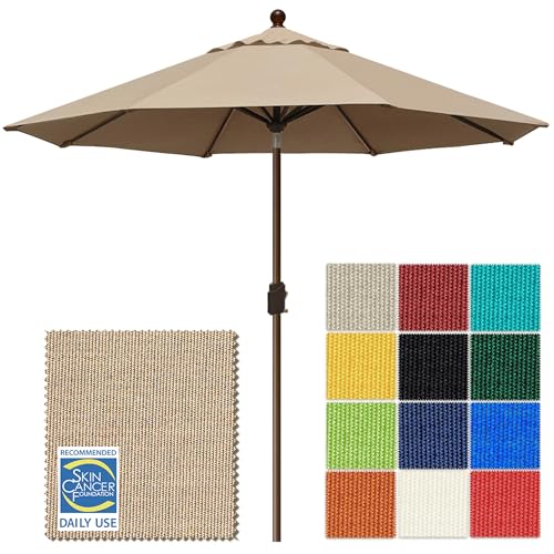 EliteShade USA 10-Year-Non-Fading 10Ft Market Patio Umbrella, UPF 50+ UV Protection Performance Sun Umbrella, Heavy Duty Commercial Grade Outdoor Table Umbrella with Crank & Tilt, Windproof Vented Top for Garden, Pool, Deck and Outdoor Playsets, Heather B