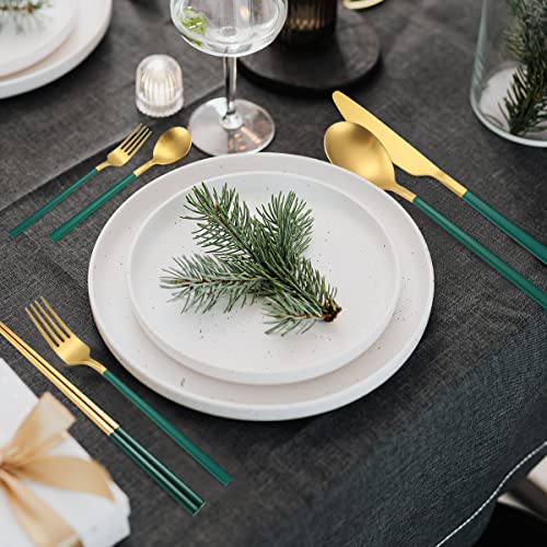 AARAINBOW 6 Pieces Stainless Steel Flatware Set Portable Reusable Cutlery Set Travel Utensils Set Including Chopsticks Knife Fork Spoon Straws Cleaning Brush Dishwasher Safe (B-Green golden) - color: B-Green golden