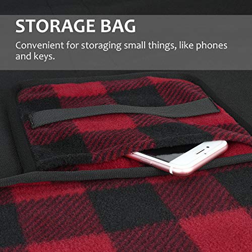Tirrinia Large Waterproof Outdoor Blanket, Soft Warm Windproof Stadium Blanket with Sherpa Fleece and Foldable for Outdoor Sport, Baseball, Football, Beach, Concerts, Car - color: Red-black Plaid, size: 51”x 59”