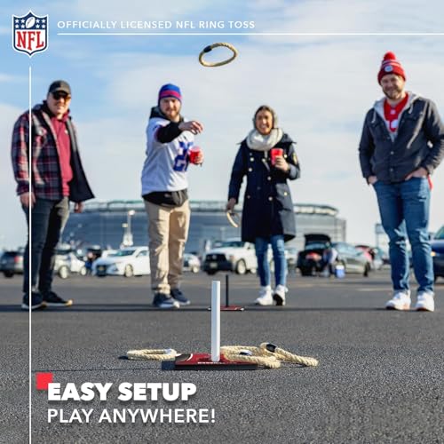 Solid Wood NFL Quoits Set with Direct Print HD Team Graphics – Tailgate Ring Toss Game – Great Gift for Any Football Fan! Ring Toss Family Outdoor Games for The Beach