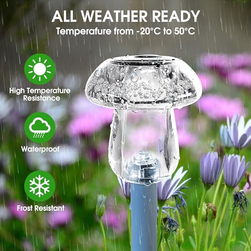Eyrosa Solar Outdoor Lights, 8 Pack Waterproof Solar Mushroom Lights for Garden Yard Pathway Path Walkway Driveway Lawn Landscape Outside Decor（Warm White）