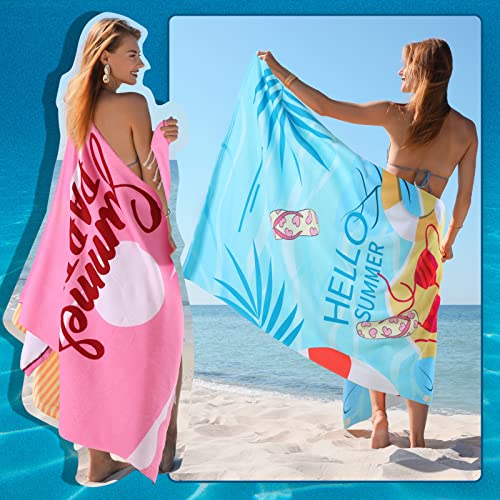 Mixweer 8 Packs Microfiber Beach Towel Bulk 60 x 28 Inch Sand Free Travel Large Microfiber Pool Swim Multi Style Beach Towel Blanket for Adult on Vacation Accessories(Classic Style) - style: Classic