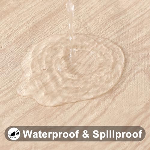 Smiry Rectangle Table Cloth Cover, Waterproof Elastic Fitted Picnic Tablecloth for 6 Foot Tables, Wipeable Flannel Backed Vinyl Tablecloths for Camping, Dining, Outdoor (Beige Wood, 30" x 72") - color: Beige, size: 72" x 30" (Rectangular)