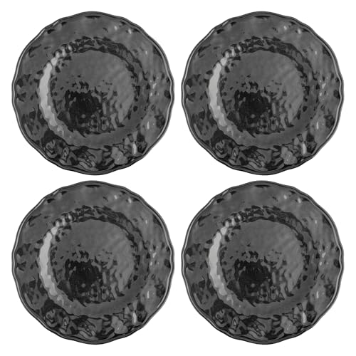Karma, 8.75 inches Melamine Salad Plates Set of 4, Reusable Dishwasher Safe Plates for Outdoor and Indoor, Heirloom Ash - color: Heirloom Ash