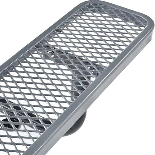 Global Industrial 6’L Rectangular Picnic Table, Expanded Metal, Gray Thermoplastic Coating, Attached Benches, 1-1/2” Umbrella Pole Hole, Outdoor-Rated, 1000 lb Capacity, 72” x 30” Tabletop - color: Grey