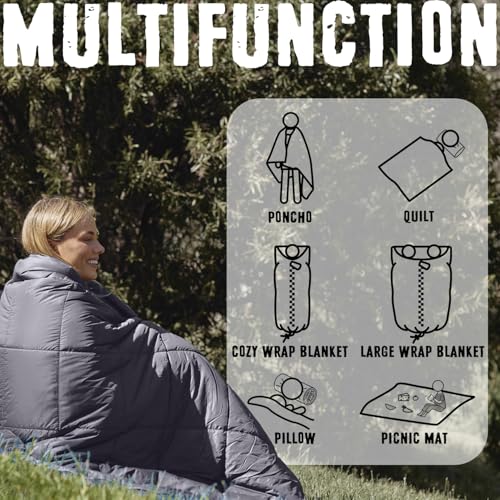 3M Thinsulate Insulation Puffy Camping Blanket for Cold Weather, Queen Size Warm Camping Quilt with Zipper, Waterproof Outdoor Sleeping Bag for Hammock, Cozy & Versatile Gift for Men and Women - color: Dark Grey