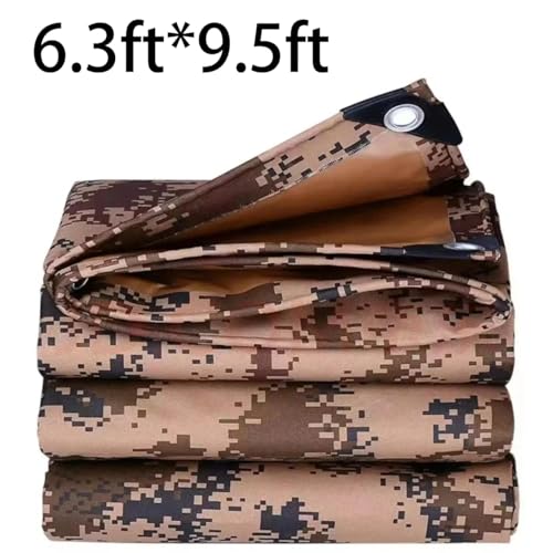 Waterproof Tarp CamouflageThickening Multi-Size Sun Shade Sail Customized Tarpaulin Sunrays Block Awning for Patio Canopy Rain Cover Canvas Sunshade Camp Outdoor Gardens Canopy (6.3ft*9.5ft) - size: 6.3ft*9.5ft