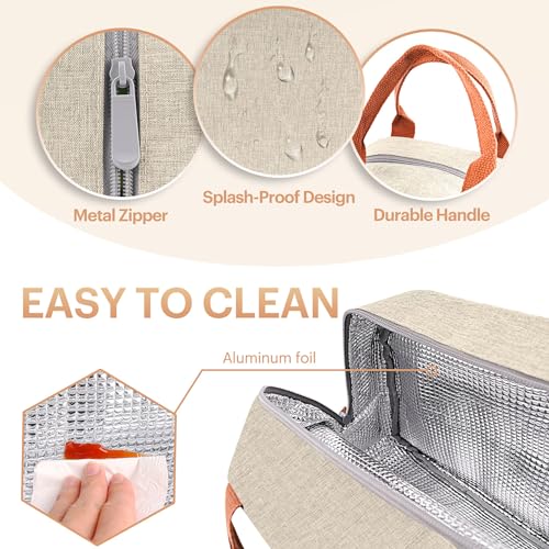 Lunch Bag for Women & Men Adult Insulated Lunch Box, Small Leakproof Cooler Food Lunch Containers Reusable High Capacity Lunch Tote Bags for Work, Travel, Outdoor (Beige) - color: Beige
