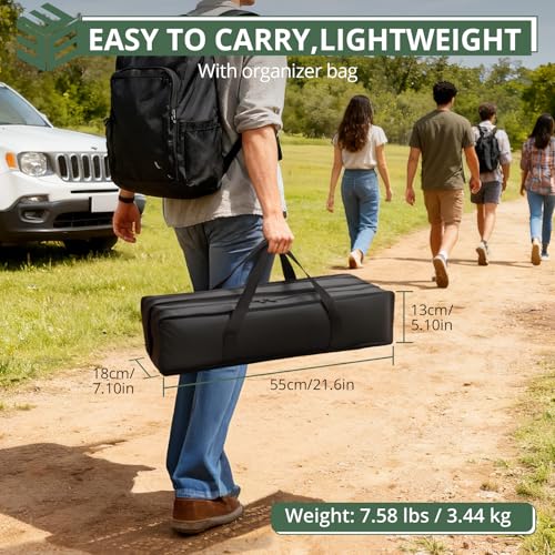 EYPINS IGT Camping Table Foldable - 3ft Modular Folding Table Adjustable Height, with Side Hanging Rails,Aluminum Lightweight Small Portable Camping Tables for Outdoor Cooking,Camping,BBQ - color: Black, size: 34.7x21.6x15 Inch