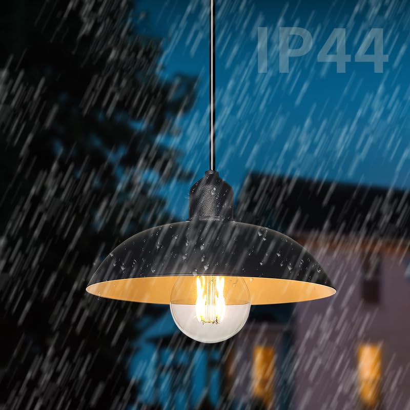 3X Battery Operated Outdoor Chandelier for Gazebo Pendant Light Industrial Hanging Lamp with Remote Decorative Lights Lantern Indoor Powered by 4*AA Batteries for Porch Pavilion Camping