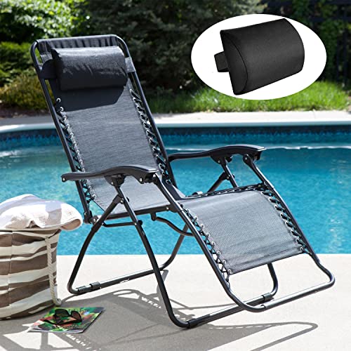 Ostlttyn Zero Gravity Chair Pillow Replacement, Black, 14.3x6.7x2.3 inches, Foam Fill, Modern Style, Head Support, Comfortable & Durable, Breathable Fabric, Removable Cover - color: Black, size: 1 Pack