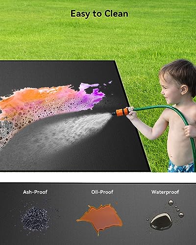 29×29 inch Heavy Duty Large Under Grill Mats for Outdoor Grill, Double-Sided Fireproof, Waterproof, Oil Proof Deck and Patio Protector, BBQ Mat Grill Floor Mats Fireplace Fire Pit Mat - size: 29×29 inch