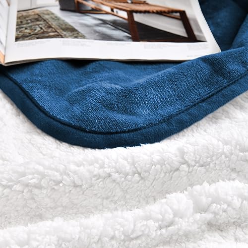 Waterproof Blanket for Bed Couch Sofa, Soft Liquid Pee Proof Pet Blanket for Dog Puppy Cat, Reversible Sherpa Fleece Furniture Protector (Navy Blue, 30x40 inches) - color: Navy Blue, size: 30x40 inches