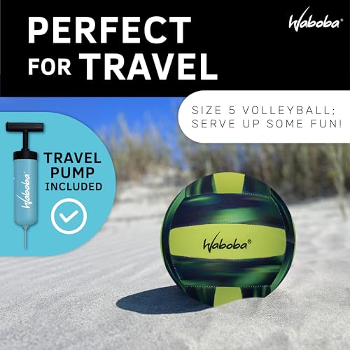 Waboba Sport Beach Pack – Includes 9 Inch Water Football, Beach Volleyball & Paddle Set – Perfect Summer Essential Bundle for Beach Games – Vacation Toys for Kids & Adults Ages 8 & Up – Green