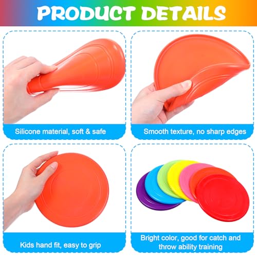 28 Pcs Flying Discs Bulk, Kids Outdoor Game Flying Discs Flying Discs for Kids Soft Rubber Flyer Disk Dog Toys Game Outdoor for Children Adults Sports Favors (7 Colors)