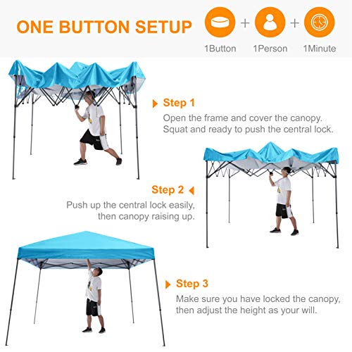 ABCCANOPY Slant Leg Pop Up Canopy Tent,Outdoor Portable Canopy Tent with Backpack Bag for Beach, 10 x 10 ft Base / 8 x 8 ft Top, Sky Blue - color: Sky Blue, size: 10x10