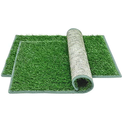 Artificial Grass Pad for Dogs (2 Pack),Replacement Fake Grass Turf Mat for Puppy Indoor Potty Training, Reusable Dog Pee Grass Patch,Easy to Clean & Strong Permeability (20"x25"-Hemmed Edge Grass) - size: 20"x25" Hemmed Edge