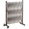 TECSPACE Aluminum Expandable Garden Fence, Portable Barricade Gate with Casters, Adjustable Retractable Fence Mobile Barricade Safety Barrier (Brown, 130×15×41 inch) - color: Brown, size: 126×15.2×40.6 Inch