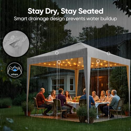 Quictent 10x10 Pop Up Canopy Tent Without Sidewall, Instant Setup Gazebo for 1 Person, Portable & Compact, Waterproof & UV Protection, Ideal for Camping, Beach, Parties, and Outdoor Events - color: Gray, size: 10x10 without Sidewall