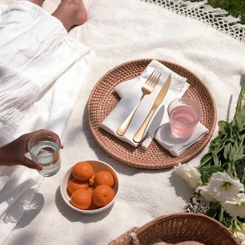 Travel Utensils with Case, Portable Silverware Set Stainless Steel Lunch Box Travel Cutlery Set for Work, Camping, Picnic, Hiking, Office (Rose Gold) - color: Rose Gold