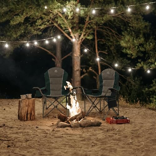 Camping Chairs for Adults,High Back Folding Camp Chair with Cup Holder and Cooler Bag,Heavy Duty Outdoor Lawn Chairs,Perfect for Camping,Hiking,Picnics,and Beach Trips,Dark Green… - color: Dark Green