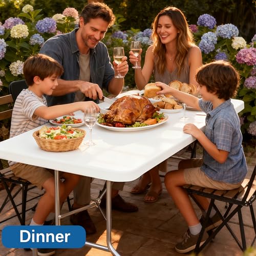6FT Picnic White Spandex Table Cloth - 1 Pack Fitted Rectangle Tablecloth for Folding Tables, Washable Table Cover for Outdoor, Camping, Picnic, Banquet and Party(30" x 72") - color: White-6ft