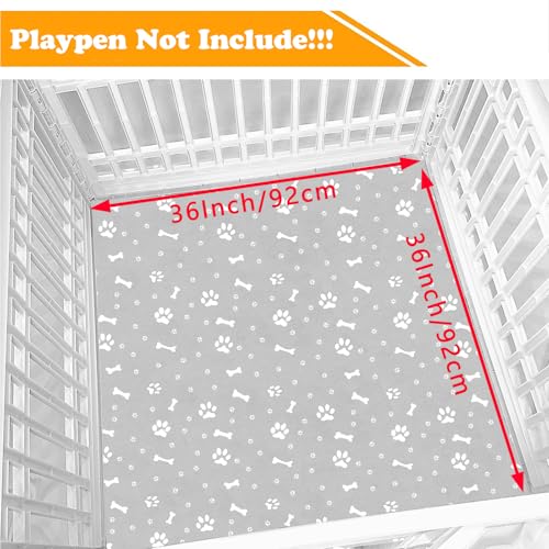 Dog Playpen Bottom Pad Fits for 36 Inch 4 Panels Exercise Pet Playpen, Dog Crate Pad Puppy Playpen Pad, Hoop and Loop Design (Note: Playpen Not Included). -Gray - color: Gray