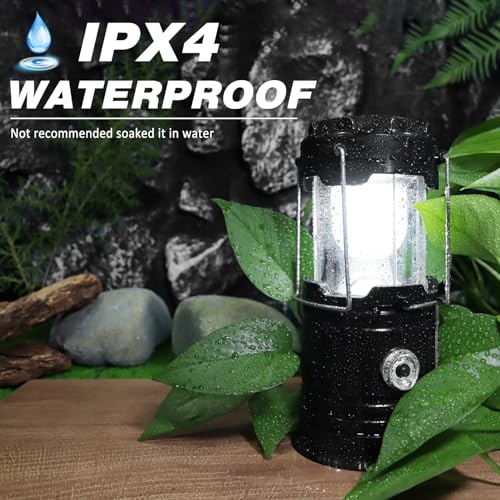 DIBMS 4-Pack Solar Camping Lantern, Collapsible LED Solar USB Rechargeable Lantern Flashlight Emergency Hanging Lights for Camping Hurricanes Power Outages Indoor Outdoor