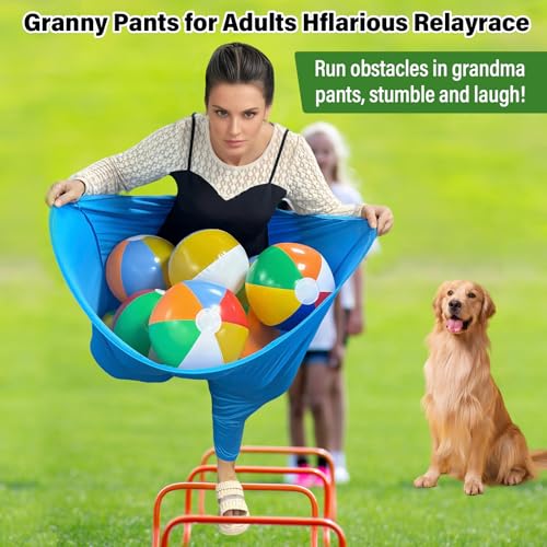 Granny Pants Yard Game for Adults (40 in * 31.5 in),2Pcs Granny Pants Outdoor Games with 10 Bouncy Balls,2 Pumps & Flags, Granny Pants Game for Family Carnival Party Reunion Gathering(Large) - size: Large