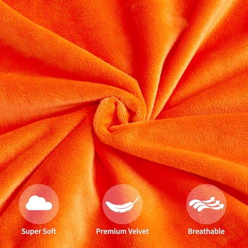 Velvet Throw Pillow Covers Orange Set of 2 20x20 Inch Pillow Covers, Soft Farmhouse Neutral Decorative Pillowcases for Couch Sofa Bed, Home Boho Decor, Modern Cushion Covers - color: Bright Orange, size: 20" x 20" (Pack of 2)