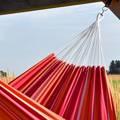 Vivere Brazilian Style Double Cotton Hammock with Polyester End Strings, 450 lb Weight Capacity (Mimosa) - color: Mimosa