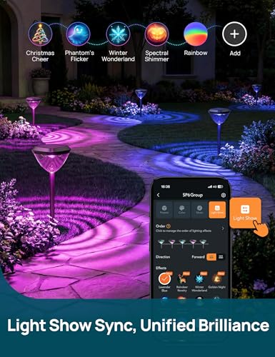 Linkind Smart Solar Pathway Lights SP6, App/Voice Control Solar Lights Outdoor Waterproof, 43+ Preset Scenes, Cool/Warm White/Color-Changing Outdoor Garden Lights for Yard, Patio, 4 Pack