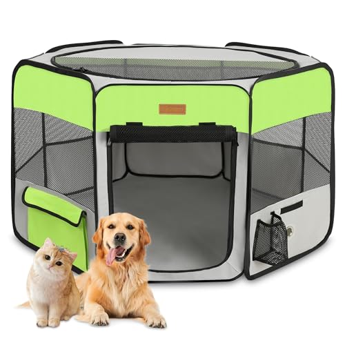 Dog Playpen, Portable Pet Play Pen for Cat, Puppies, Rabbits, Chickens, Foldable Large-Capacity Pet Tent for Indoor/Outdoor Travel Camping Green - color: Green, size: Small