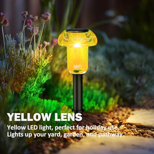 Easter Solar Pathway Lights Outdoor Decorative 8 Pack, 4 color LED Mushroom Solar Lights Outdoor Waterproof Solar Powered Decor for Yard Driveway Patio, Valentines Day Halloween Christmas Garden Decor - color: 8-Pack Pastel Mix (G-B-Y-Pk)
