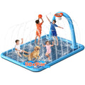 Instraella Splash Pad, 110x91'' 2-in-1 Large Sprinkler Mat with Basketball Hoop and Arch for Kids Outdoor Play, Shoot Game for Backyard, Inflatable Water OutdoorToys More Fun for Boys and Girls - size: Square 110*91 in