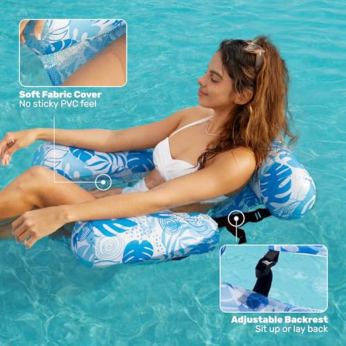 SLOOSH Inflatable Pool Floats Adult,2 Packs Floating Lounge Chairs,Blow up Pool Noodles for Adult Heavy Duty,Floating Chair for Party Summer Water Beach Lake Fun - style: Summer Leaves