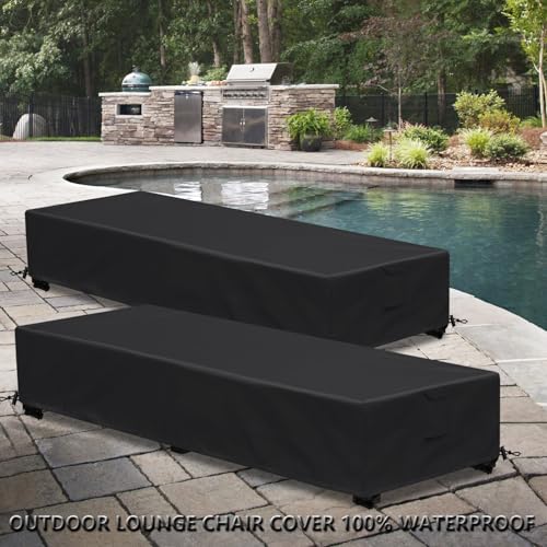 Waterproof Patio Lounge Chair Cover 1 Pack Outdoor Chaise Lounge Covers 600D Weather Resistant Material, UV Protection, Windproof Design Outside Furniture Covers 80" x 28" x 14" H,Black - color: Black, size: 1 Pack (80"L x 28"W x 14"H)