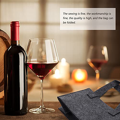 Cabilock 6 Bottle Wine Carrier Tote Bag Felt Wine Bag Portable Bottle Holder for Travel Picnic Party Storage 9.8X7X6.3 Inches
